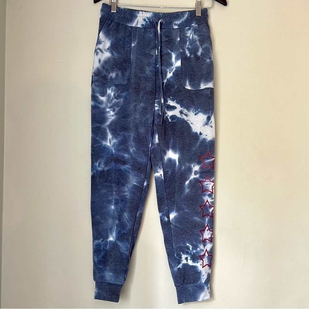 Rae Dunn | Blue and White Tie Dye Joggers | Medium